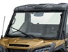 Closeup, three-quarter front angle of a side x side's windshield.