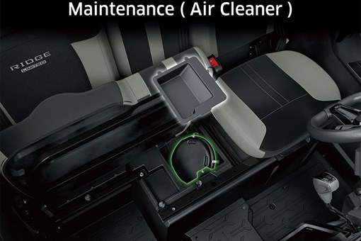 Graphic treatment showing where the air filter is on a side x side. opens in a new window