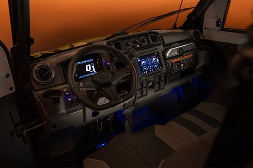 Driver point of view in a side x side staged in a studio. opens in a new window