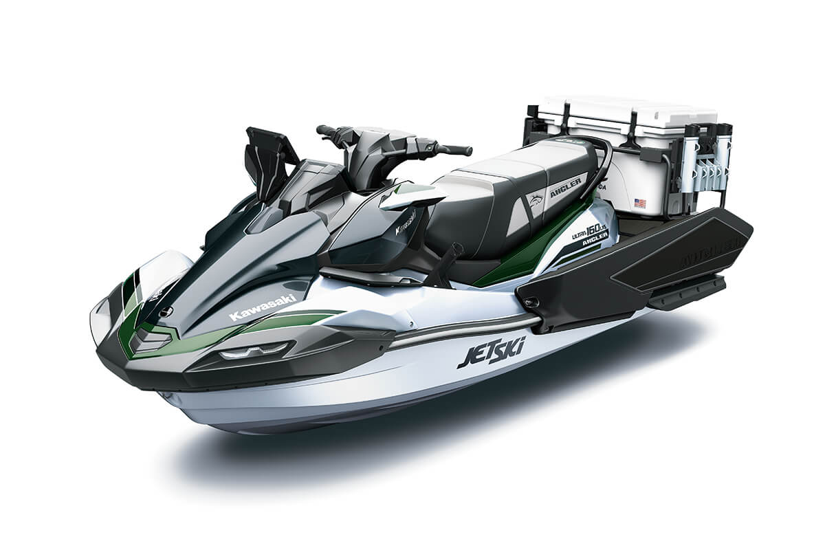 Three-quarter front angle of a personal watercraft staged in a white studio background.