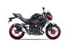 Side angle of a motorcycle staged in a white studio background.