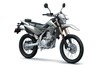 Three-quarter front angle of a gray motorcycle staged in a white studio background.