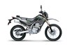 Profile angle of a gray motorcycle staged in a white studio background.