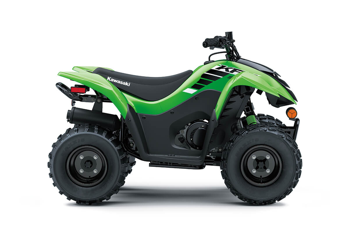 Profile angle of an ATV staged in a white studio background.