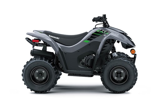 Profile angle of a gray ATV staged in a white studio background. opens in a new window
