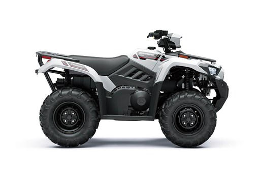 Profile angle of a white ATV staged in a white studio background. opens in a new window