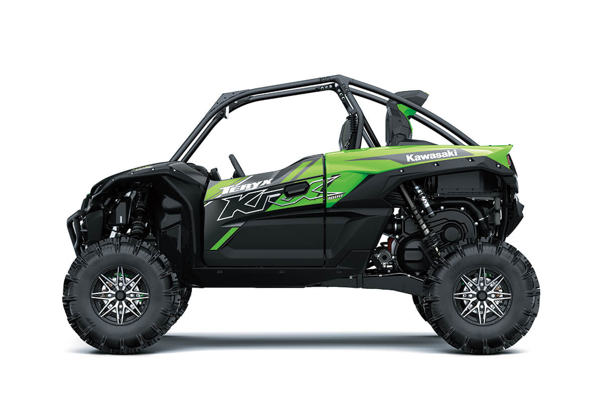 Profile angle of a side x side staged in a white studio background.