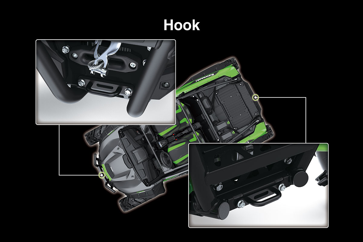 Graphic treatment of a side x side tow hook.