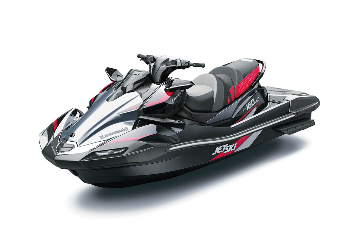 Three-quarter front angle of a personal watercraft staged in a white studio background.