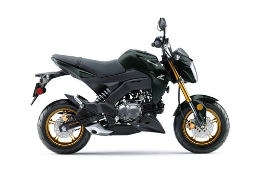 Profile angle of a motorcycle staged in a white studio background. opens in a new window