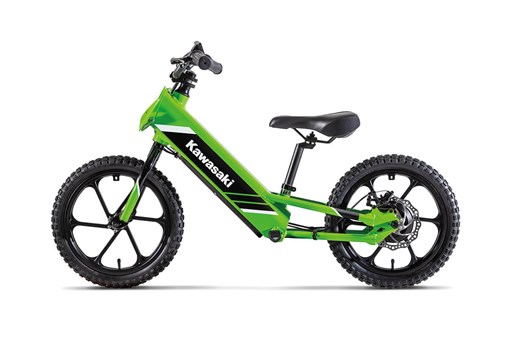 Side angle of an electric balance bike staged in a white studio background. opens in a new window