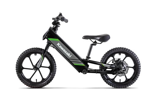 Side angle of an electric balance bike staged in a white studio background. opens in a new window