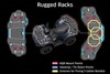Graphic treatment showing front and rear cargo racks of an ATV.