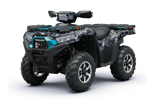 Front three-quarter view of a black ATV staged in a white studio background. opens in a new window