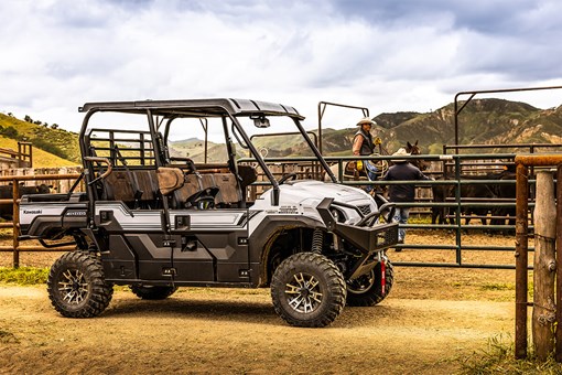 Side angle of a side x side parked on a farm. opens in a new window