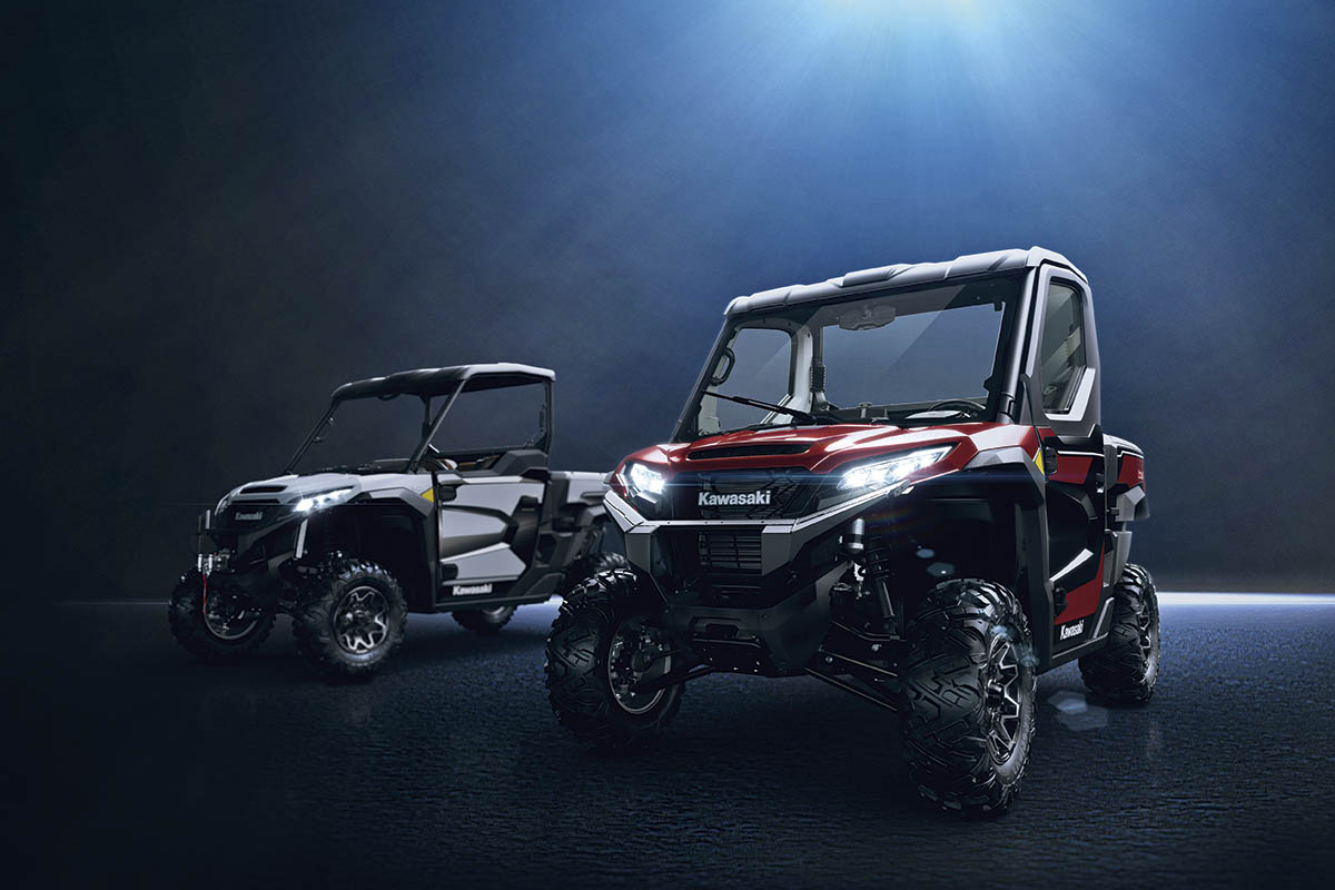 Three-quarter front angle of two side x sides staged in a blue studio background.