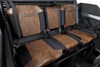 Front angle of the bench seating in a side x side staged in a white studio background.
