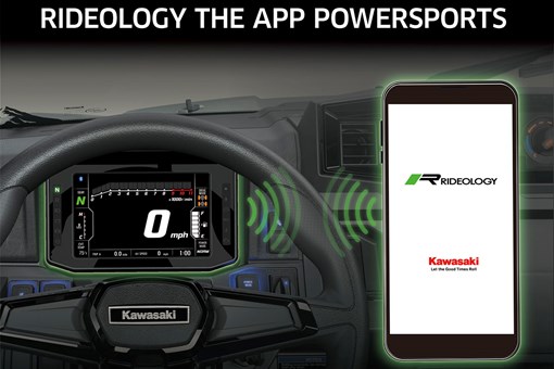 Graphic treatment showing smartphone app connectivity with a side x side. opens in a new window