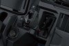 Close-up view of the gear shifter of a side x side.