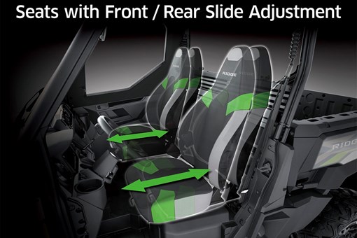 Graphic treatment showing seat adjustability of a side x side. opens in a new window