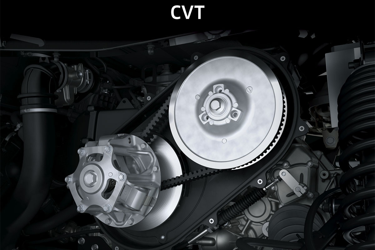 Mechanical view of a continuously variable transmission (CVT) of a side x side.
