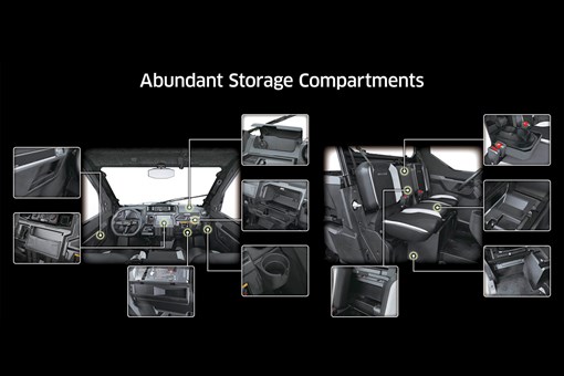 Graphic treatment showing the abundant storage compartments of a side x side. opens in a new window