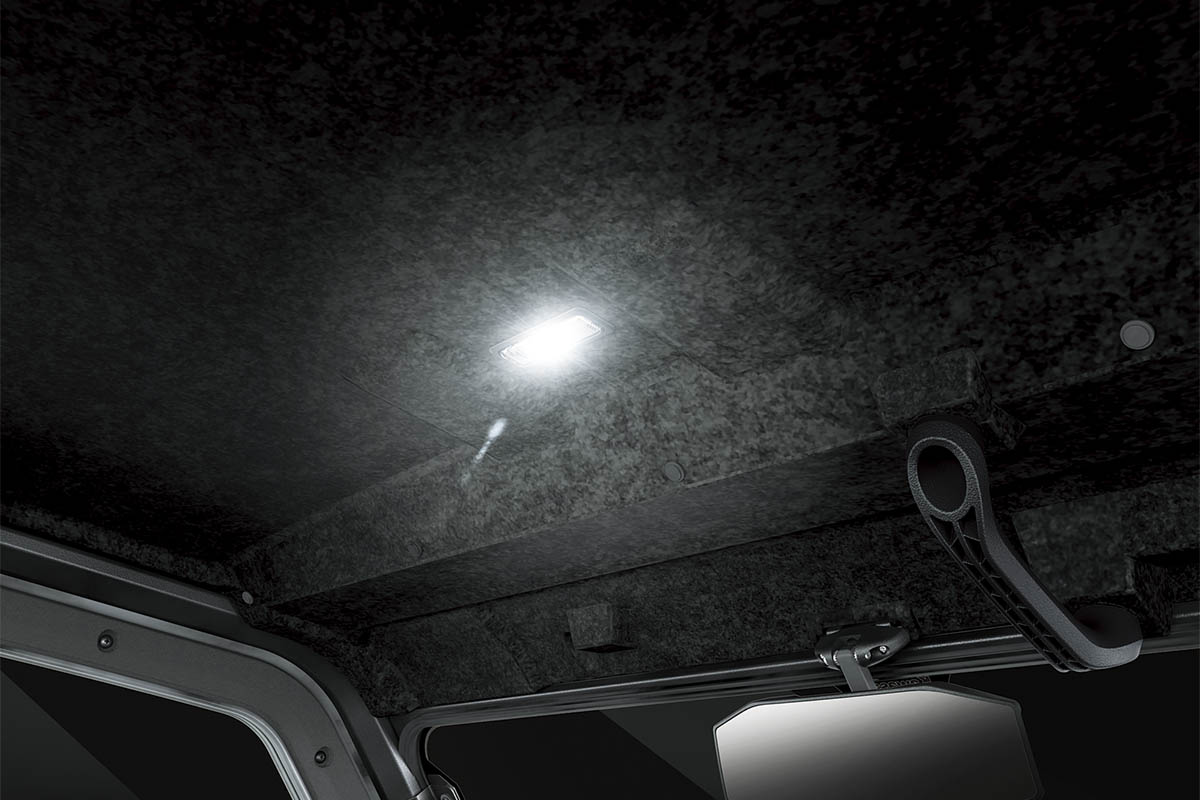 Close-up view of the ceiling light in a side x side.