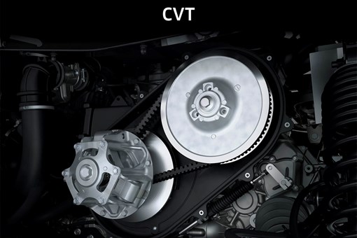 Mechanical view of a continuously variable transmission (CVT) of a side x side. opens in a new window