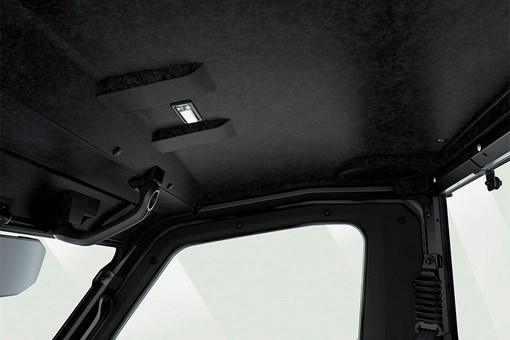 Close-up interior view of the ceiling of a side x side staged in a white studio background. opens in a new window