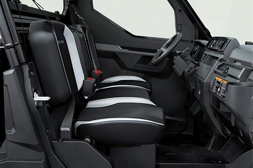 Profile view of the seats in a side x side staged in a white studio background. opens in a new window