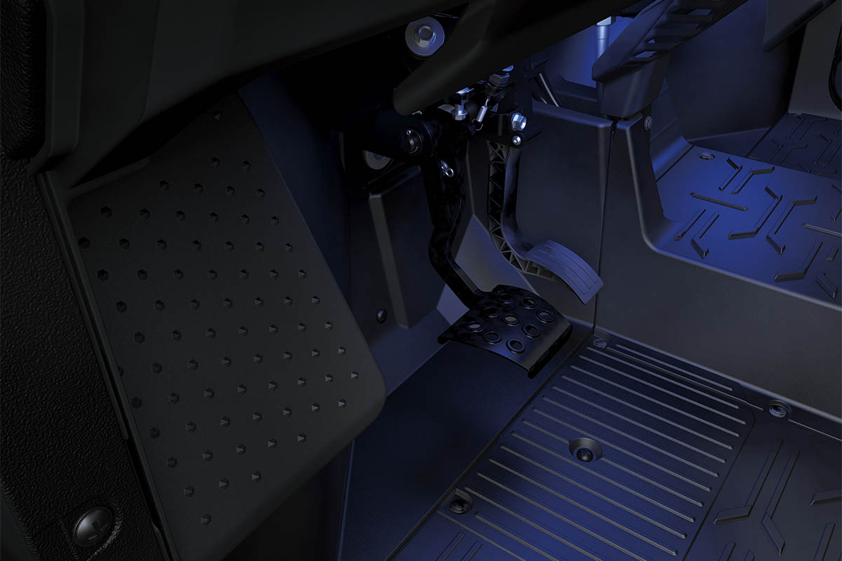 Close-up view of the floor lighting in a side x side.