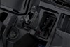 Close-up view of the gear shifter of a side x side.