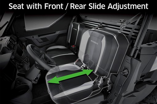 Graphic treatment showing seat adjustability of a side x side. opens in a new window