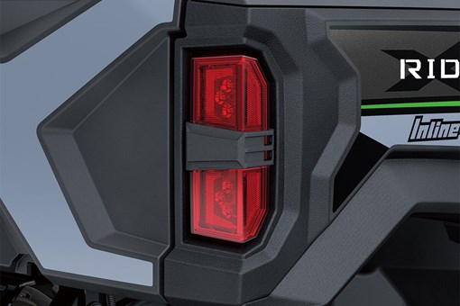 Detail view of rear left brake light of a side x side. opens in a new window