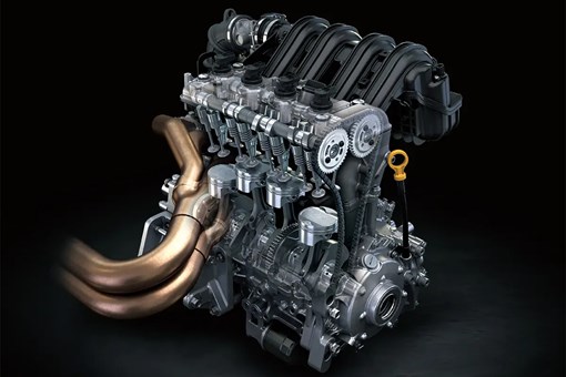 Graphic treatment showing internal mechanical details of a side x side engine. opens in a new window