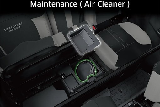 Graphic treatment showing air filter access of a side x side. opens in a new window