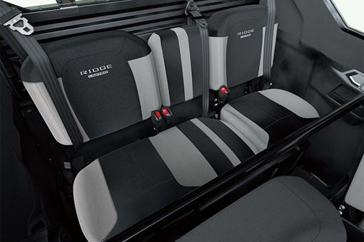 Interior view of rear bench seating inside a side x side. opens in a new window