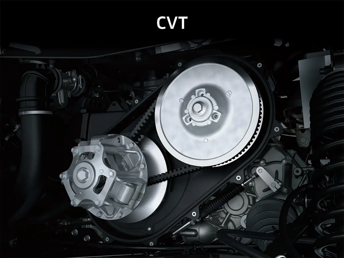 Mechanical view of a continuously variable transmission (CVT) of a side x side.