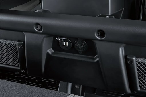 Interior view of rear-seat dual USB-C ports a side x side. opens in a new window