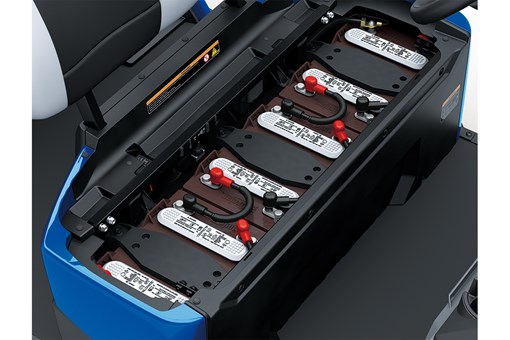 Close-up view of the battery compartment in a Neighborhood Activity Vehicle. opens in a new window