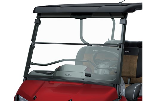 Front view of the windshield of a Neighborhood Activity Vehicle. opens in a new window