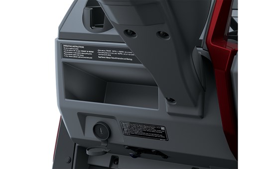 Close-up view of a shelf storage compartment in a Neighborhood Activity Vehicle. opens in a new window
