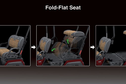 Graphic treatment showing the fold-flat seat of a Neighborhood Activity Vehicle. opens in a new window