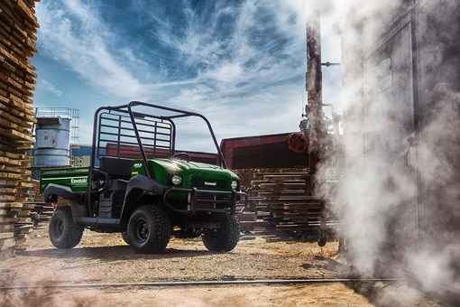 Three-quarter front angle of a side x side parked off-road. opens in a new window