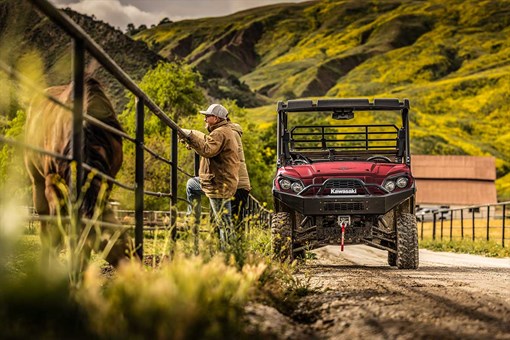 Front angle of a side x side parked off-road. opens in a new window