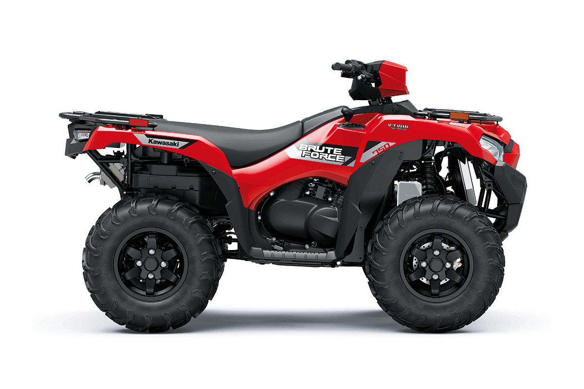 Profile angle of an ATV staged in a white studio background.