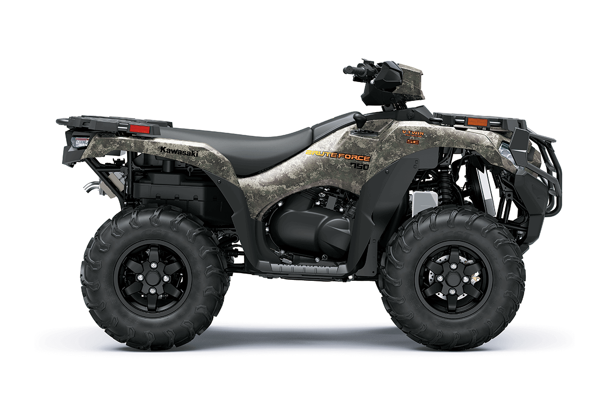 Profile angle of an ATV staged in a white studio background.