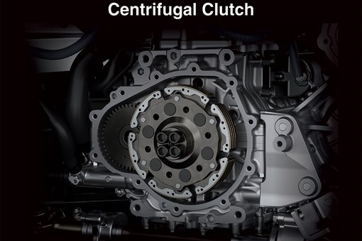 Close-up view of the centrifugal clutch of a side x side. opens in a new window