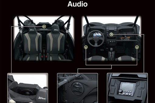 Graphic treatment showing the audio system in a side x side. opens in a new window
