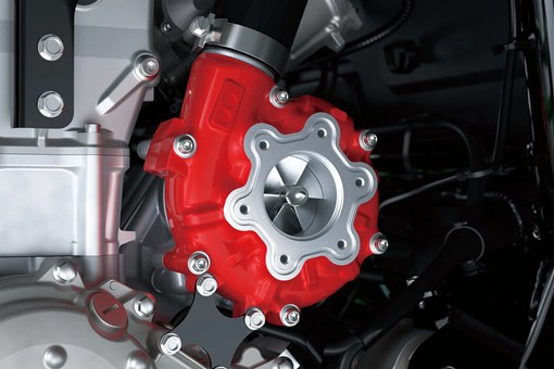 Close-up of a supercharger on a side x side in a white studio background. opens in a new window